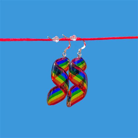 Rainbow Spiral Gay Pride Earrings Rainbow LGBTQ Earrings Lesbian Pride Rainbow Earrings