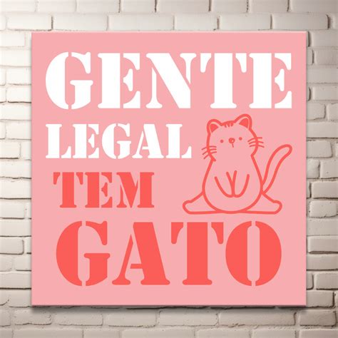 Plaquinha Em MDF Gente Legal Tem Gato ArcoIRU