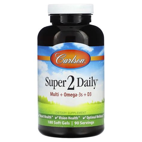 Carlson Super 2 Daily Multi + Omega-3s + D3 / 180 Soft — Цена