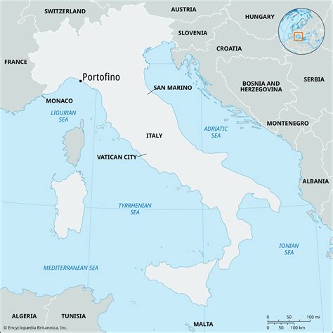 Map Of Italy Including Portofino - Emilia Natividad