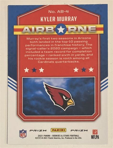 Kyler Murray Panini Rookies Stars Airborne Silver Prizm Ab