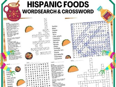 Hispanic Heritage Month La comida latina (Latino food) Word Search