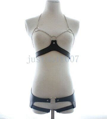 Pu Leather Chain Lingerie Sexy Womens Open Bust Body Harness G String Bra Sets Ebay