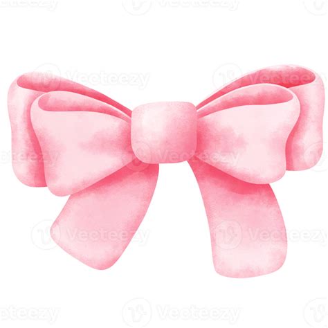 Adorable Pink Ribbon Bow Illustration Watercolor Clipart 37468335 Png