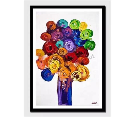 Paper Print Of Vase With Colorful Flowers On White Background