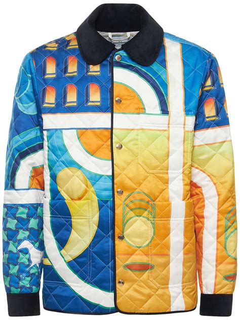 Casablanca Paysage Print Quilted Satin Jacket Editorialist