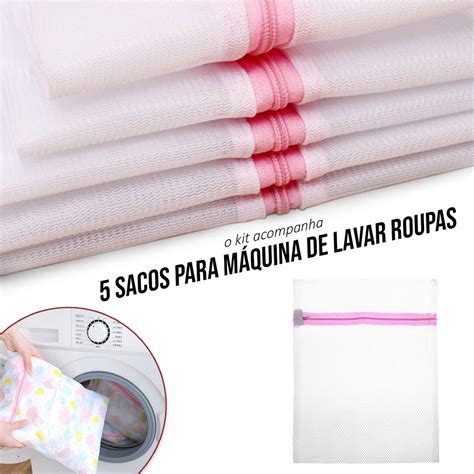 Kit Sacos Lavar Roupas Protetor Lingerie Roupa Ntima Tecido Delicado Papa Bolinha M Quina