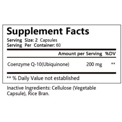 Coq10 Co Enzyme Pure Ubiquinone Cq10 Of Coenzyme Q10 200mg Vegan