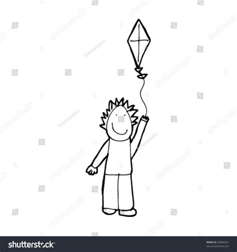 Childs Drawing Boy Flying Kite Stock Vector (Royalty Free) 49984327 | Shutterstock