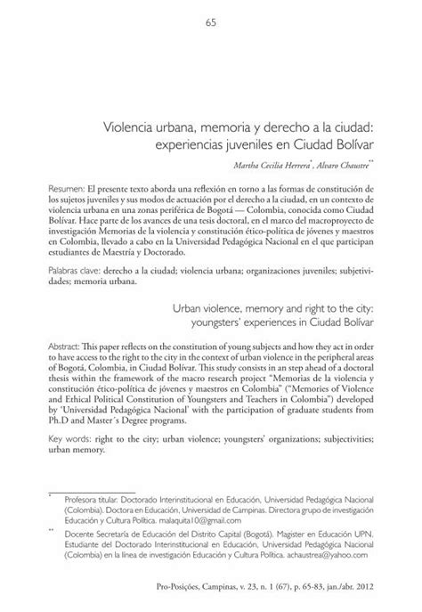 Pdf Violencia Urbana Memoria Y Derecho A La Ciudad Cesos De