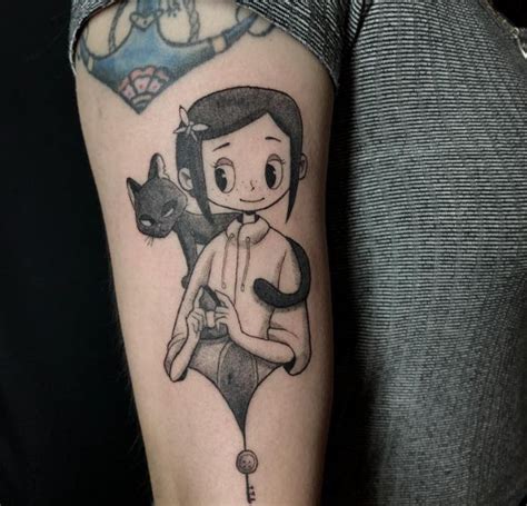 Black And White Coraline Tattoos Coraline Tattoo Tattoo Ideas Tattoo