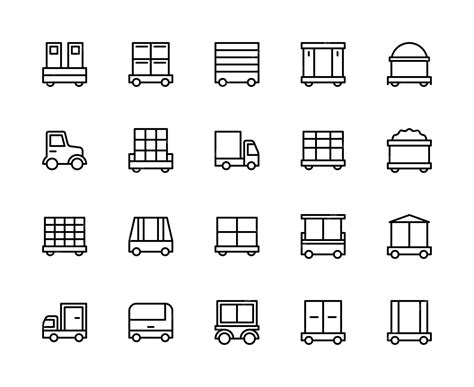 Conjunto De íconos Lineales Vectoriales De Logística Y Transporte De