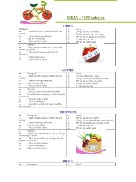 Dieta 1500 Calorías 2 Pdf Panes Cocina Europea