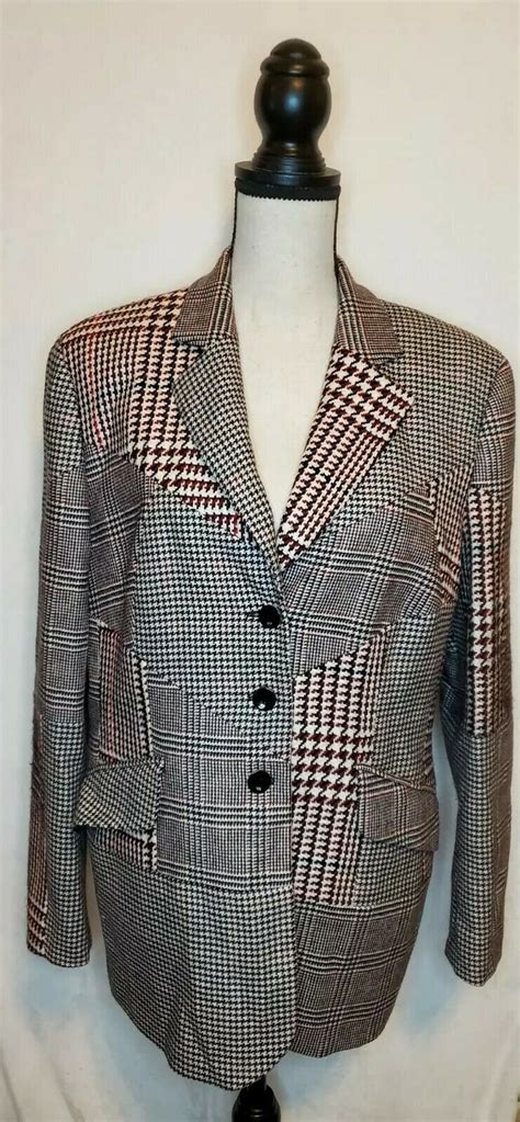 Escada Houndstooth Plaid Notched Lapel Blazer UFO No More