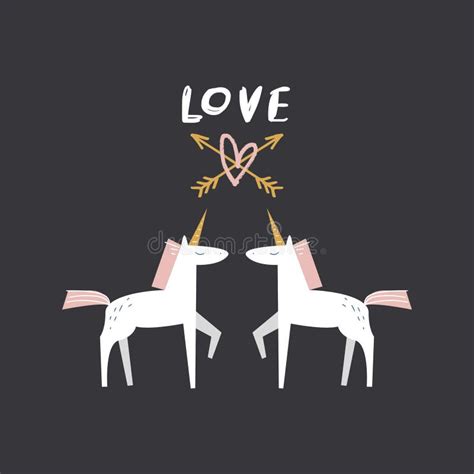 Boho Cute Unicorns Art and Love Logo Stock Illustration - Illustration ...