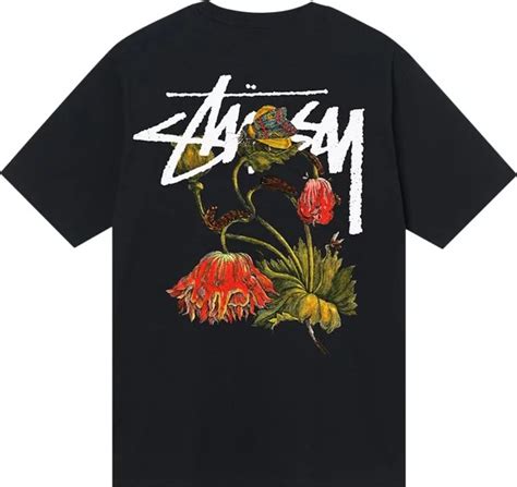 100 Authentic Stussy Withered Flower Tee Men S Fashion Tops Sets