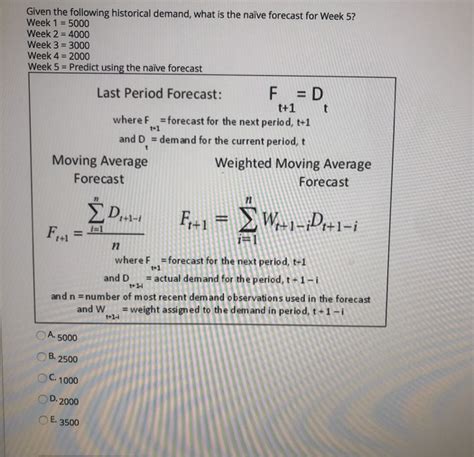 Solved Given The Following Historical Demand What Is The