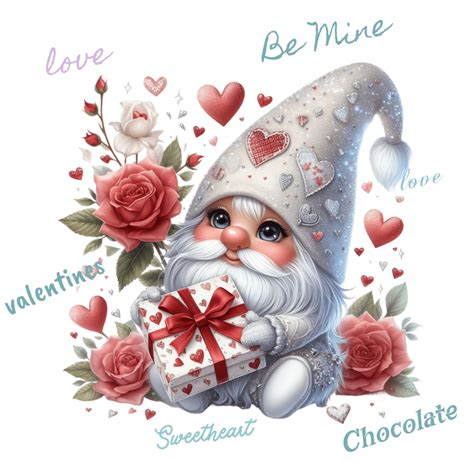 Valentine S Day Gnome With Heart And Roses 37928416 Png