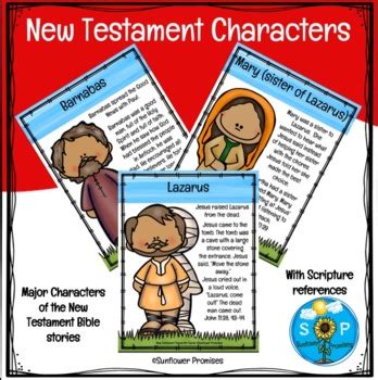 New Testament Bible Characters Summary Cards by Sunflower Promises