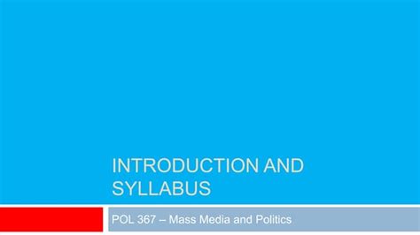 Mass media & politics introduction | PPT