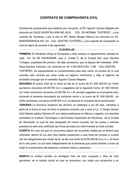 Resoluci N De Contrato Privado Contrato De Compraventa Civil Contrato