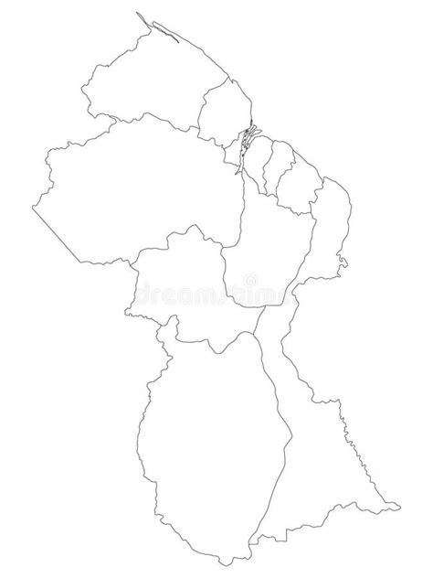 Mapa De La División Administrativa De Guyana Ilustración del Vector