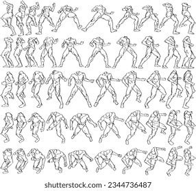 Fifty Male Bodies Expressive Dynamic Poses Stock Illustration 2344736487 | Shutterstock