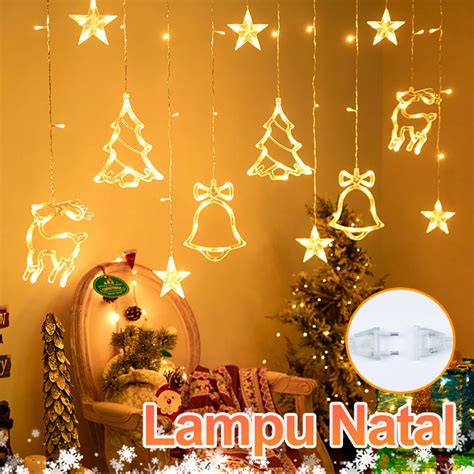 Jual AiBO 2024 Lampu Natal Tirai Bintang LED 4Meter Lampu Led Kamar