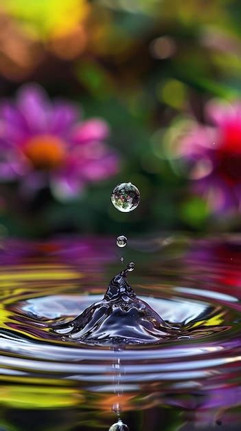 Premium Photo Arafly Shot Of A Drop Of Water Falling Into A Pond Of