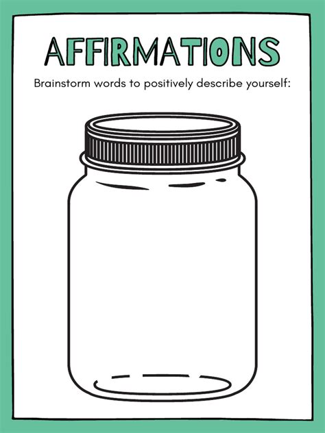 Green Positive Affirmations Jar Sel Worksheet Pdf