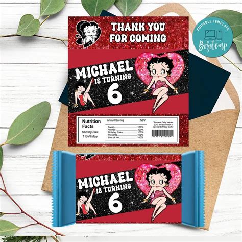 Betty Boop Candy Bar Label Customizable Template Diy Bobotemp