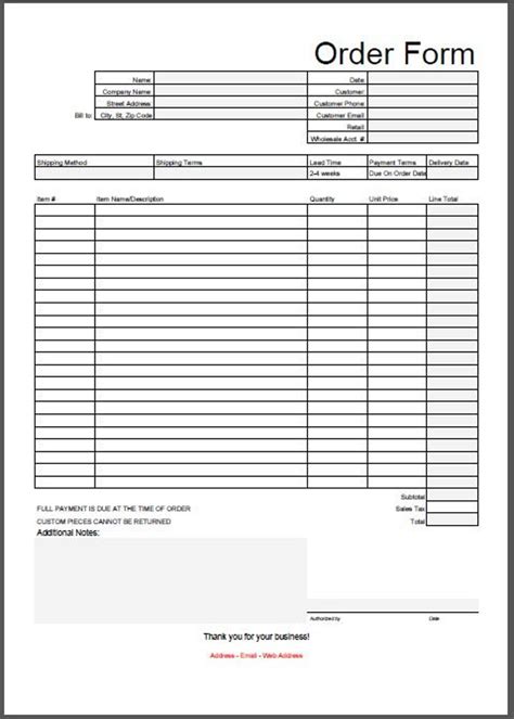 Wholesale Excel Template