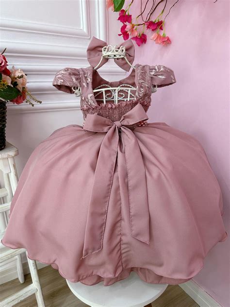 Vestido De Festa Infantil Nude Renda Leidy Lou Moda Baby