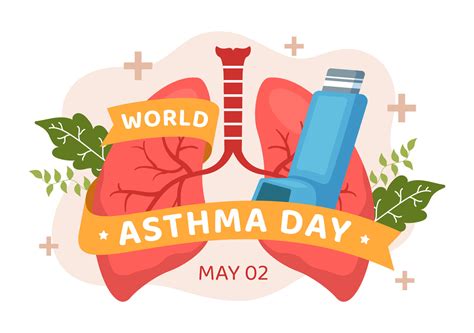 World Asthma Day On May 2 Illustration With Inhaler And Health