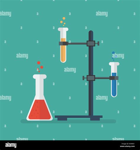 Matraz de laboratorio de química y tubos de soporte de agarre