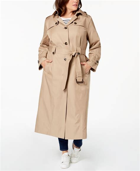 London Fog Plus Size Belted Maxi Trench Coat Macys