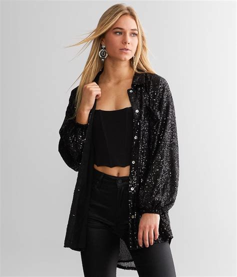 Veveret Sequin Jacket Womens Coatsjackets In Black Buckle