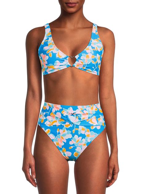 No Boundaries Junior S Floral Printed Bikini Swimsuit Walmart