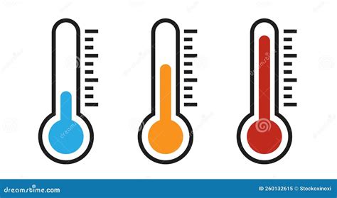 Thermometer Hot Cold Temperature Vector Icon Set Stock Vector