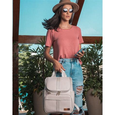 Kit Mochila E Mala Maternidade Lebaby Em Cor Nude