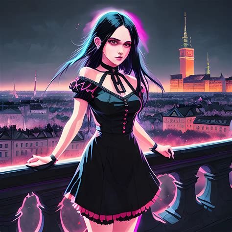 An Image Of Black Hair Slavic Woman Wearing Choker In A Manga Ar