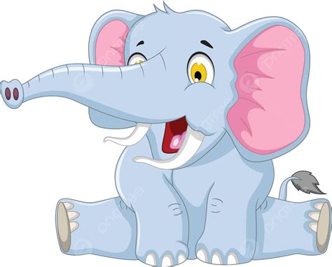 Happy Elephant Cartoon Smiling Kid Africa Vector Smiling Kid Africa