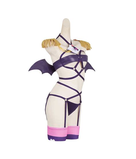 Women Black Leather Sexy Devil Strip Lingerie With Wings Halloween Costume Skycostume