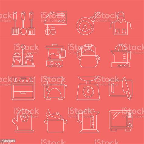 주방 꺾은선형 아이콘 세트 2015년에 대한 스톡 벡터 아트 및 기타 이미지 2015년 가구 가정 생활 Istock