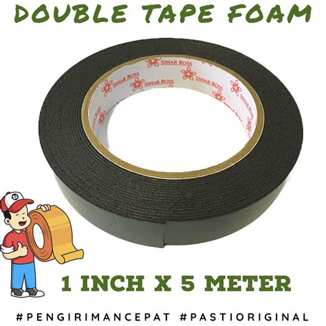 Jual Double Tape Foam Hijau 1 Inch 20mm X 5M Sinar Ross Doble Tip PER