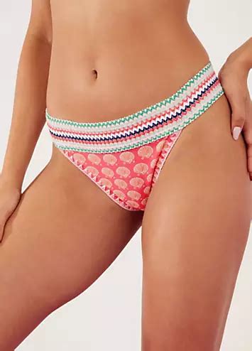 Shell Print Elastic Trim Bikini Bottoms By Accessorize Look Again