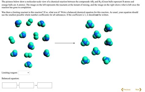 Solved The Pictures Below Show Molecular Scale Vicw Of Chemical Reaction Between The Compounds