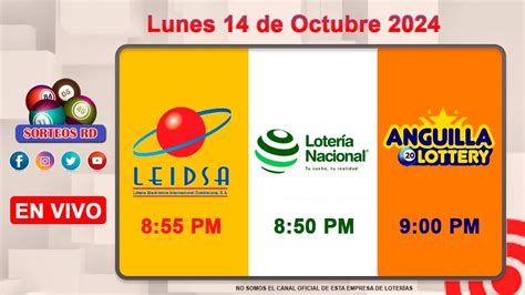 Lotería Nacional LEIDSA y Anguilla Lottery en Vivo Lunes 14 de