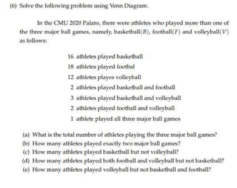 Solved 6 Solve The Following Problem Using Venn Diagram In The CMU