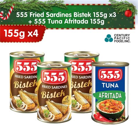 555 Fried Sardines Bistek 155g Pack Of 3 555 Tuna Afritada 155g